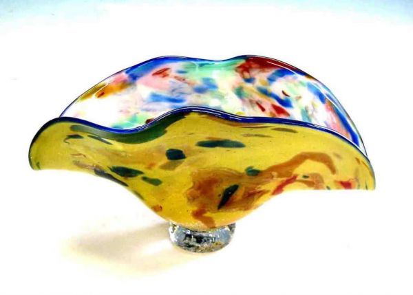 Glasschale ART  Deco Gelb-Bunt