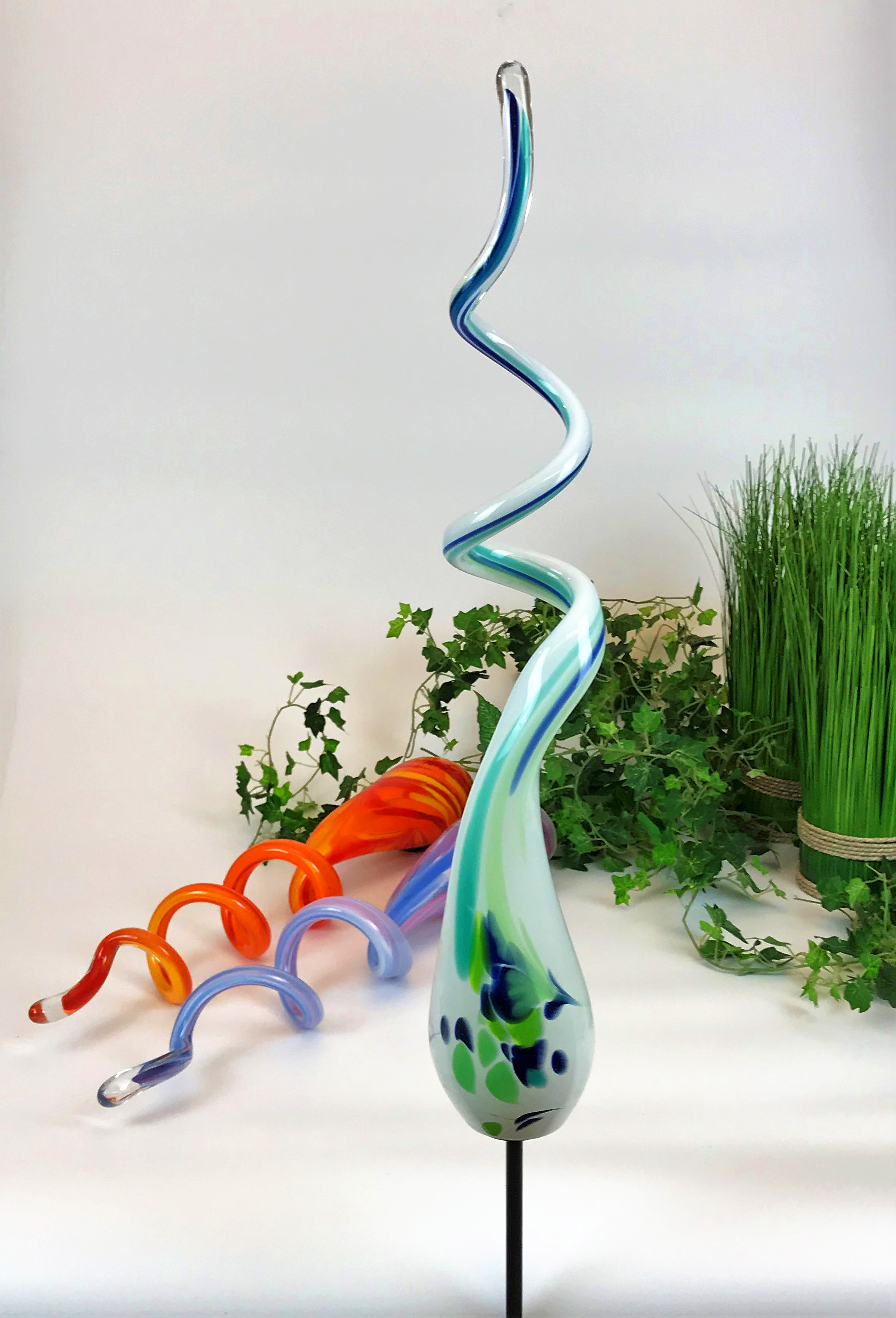 Glasspiralobjekt Mint ca. Höhe 43-48 cm